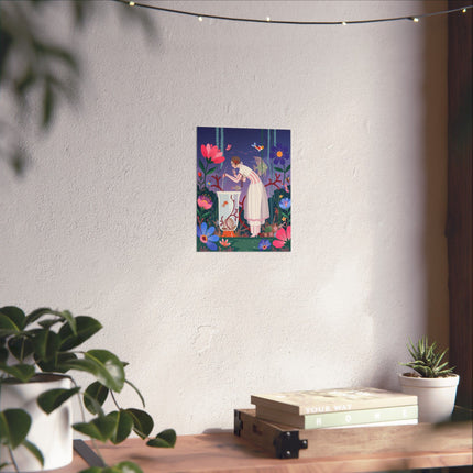 🐠🌸 The Lady Of The Enchanted Aquarium Matte Vertical Poster – Art Deco Underwater Whimsy