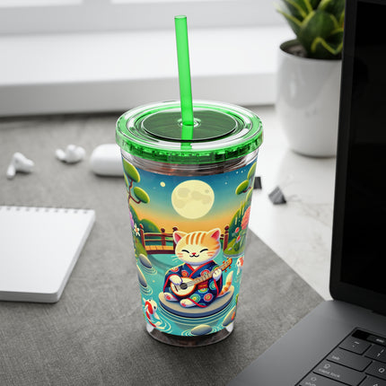 Melodic Kitten by the Koi Pond Sunsplash Tumbler with Straw, 16oz
