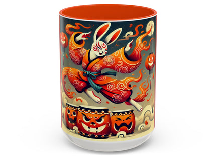 Jack-O’-Lantern Drums & The Kabuki Rabbit Colorful Mugs (11oz, 15oz)