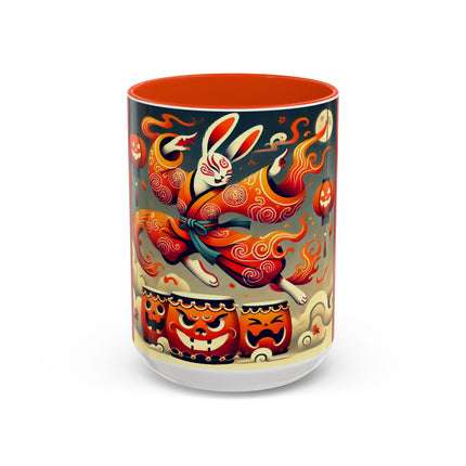 Jack-O’-Lantern Drums & The Kabuki Rabbit Colorful Mugs (11oz, 15oz)