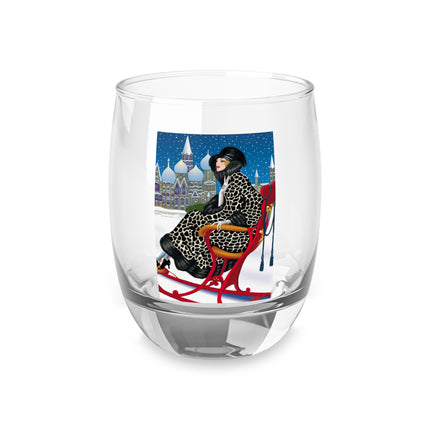 Elegant Winter Woman in Sleigh Whiskey Glass