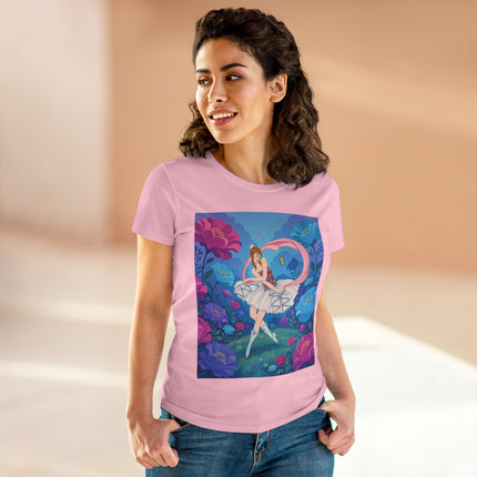 🦋🌸 The Butterfly Garden Ballet Cotton Tee – Art Deco Floral Whimsy