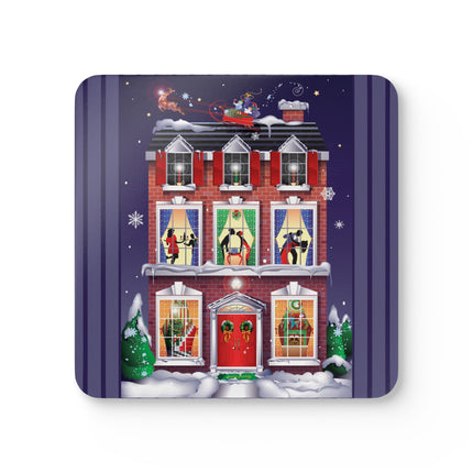 A Christmas Eve Celebration Corkwood Coaster Set