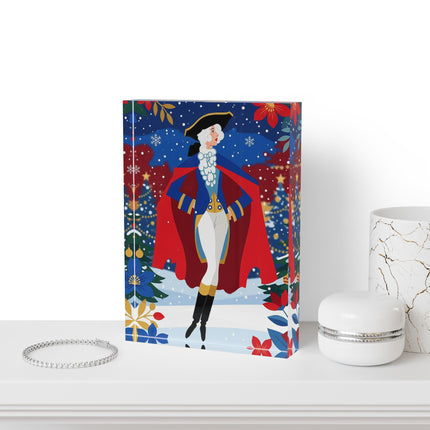 🎭❄️ The Christmas Masquerade Lady Acrylic Art Block – Art Deco Holiday Fantasy
