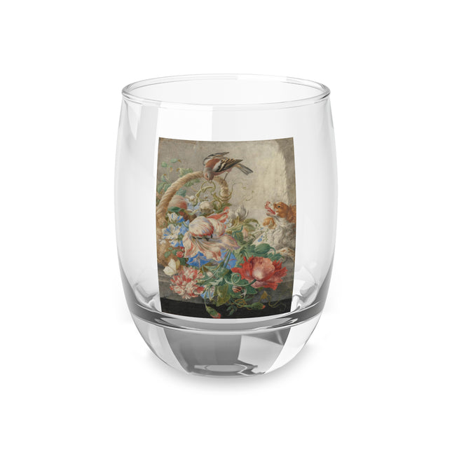 A Basket with Flowers by Herman Henstenburgh Whiskey Glass