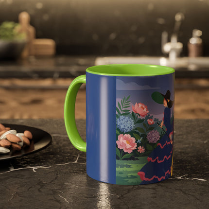 The Lady Of The Garden Stroll Colorful Mugs – Art Deco Botanical Elegance