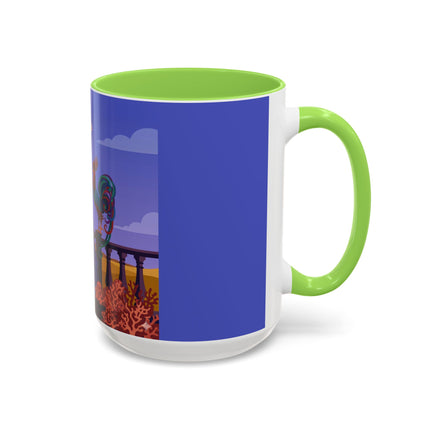 The Dawn Serenade Colorful Mug (11oz, 15oz) – Rooster Beauty, Morning Charm & Art Deco Elegance