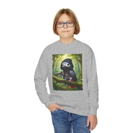 The African Grey Sentinel Youth Crewneck Sweatshirt – Wisdom, Courage & Woodland Adventure