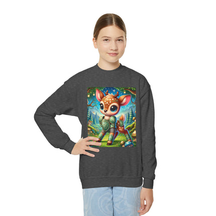 Fawn Defender Youth Crewneck Sweatshirt – Woodland Courage & Gentle Strength