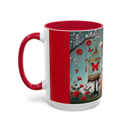 Reading in a Painted Garden Colorful Mugs (11oz, 15oz)