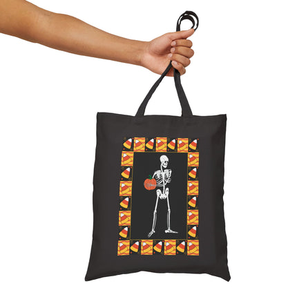 Candy Corn Skeleton Cotton Canvas Tote Bag