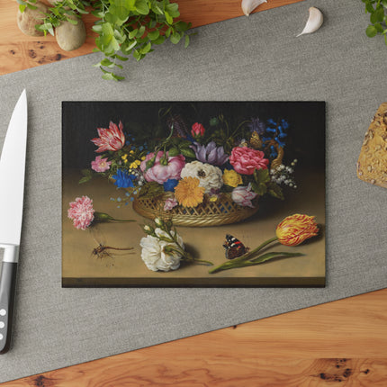 Flower Still Life by Ambrosius Bosschaert Glass Cutting Board