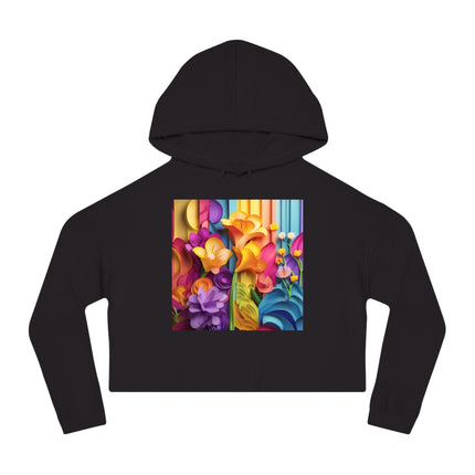 The Graceful Freesia Women’s Cropped Hooded Sweatshirt