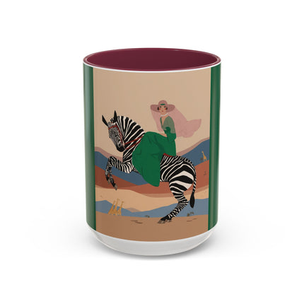Zebra Rider Colorful Mugs – Safari Chic & Art Deco Adventure