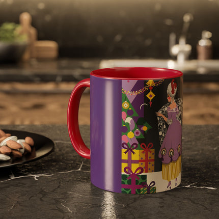 🎁✨ The Lavender Christmas Masquerade Colorful Mug – Art Deco Holiday Fantasy