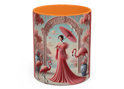 Petals, Porcelain, and Flamingos Colorful Mugs (11oz, 15oz)