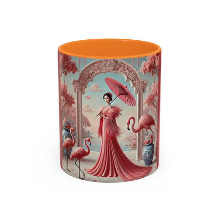 Petals, Porcelain, and Flamingos Colorful Mugs (11oz, 15oz)