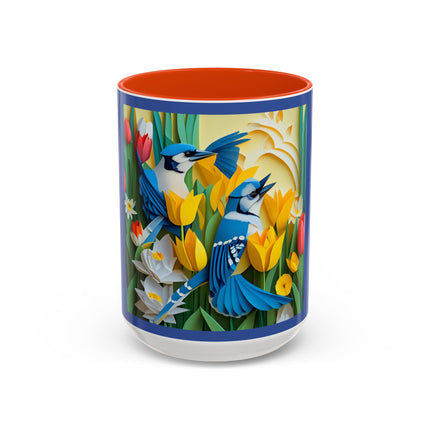 Blue Jays in a Spring Garden Colorful Mugs (11oz, 15oz)