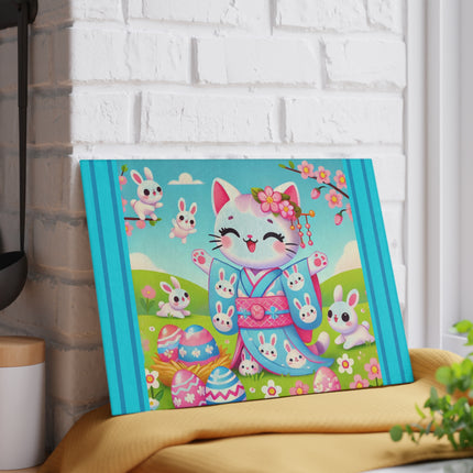 Springtime Kitten’s Easter Joy Glass Cutting Board