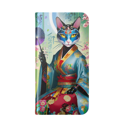 🌸✨ Cyberpunk Geisha Flip Case – Neon Elegance & Futuristic Grace