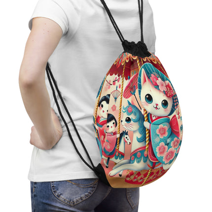 Geisha Kitten's Enchanted Carousel Ride Drawstring Bag