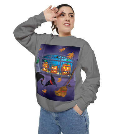 Whimsical Halloween Mischief Unisex Garment-Dyed Sweatshirt