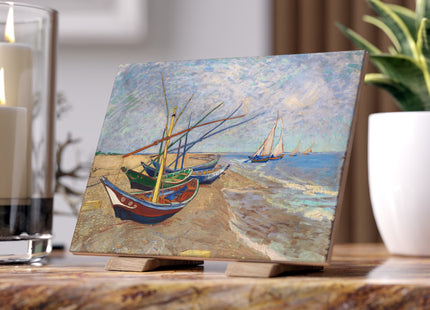Fishing Boats on the Beach at Saintes-Maries by Vincent Van Gogh Ceramic Tile