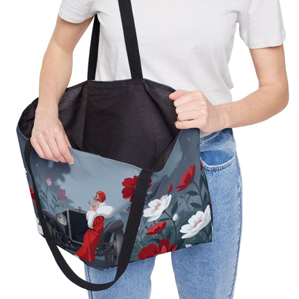 🚗🌺 The Lady Of The Grand Touring Car Weekender Tote Bag – Art Deco Motoring Elegance