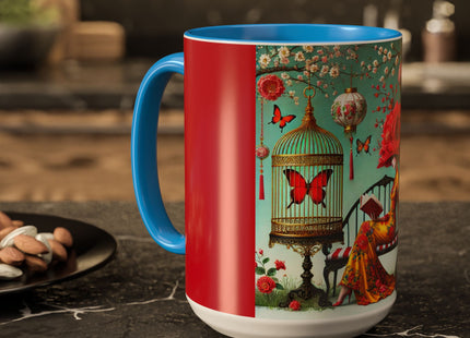 Reading in a Painted Garden Colorful Mugs (11oz, 15oz)