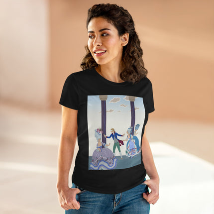 🎭🌸 The Garden Masquerade Cotton Tee – Art Deco Fashion Illustration