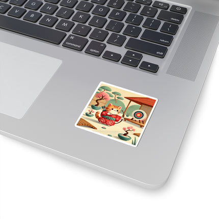 Archer Kitten in the Zen Garden Kiss-Cut Stickers (4 Sizes)