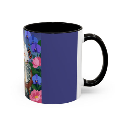 The Lady And The Garden Dragon Colorful Mugs – Art Deco Mythical Botanical Elegance