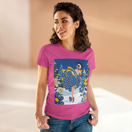 ❄️💙 The Bluebell Christmas Promenade Cotton Tee – Art Deco Holiday Elegance