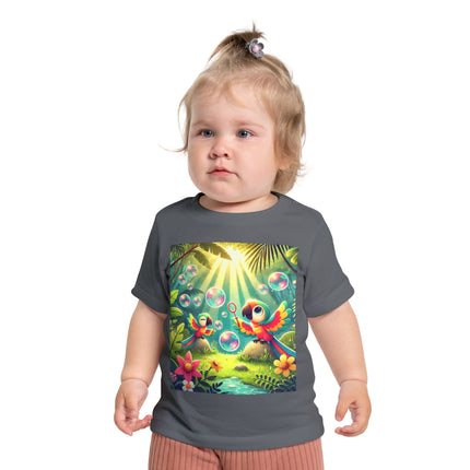 Parrots and Bubbles Baby T-Shirt – Tropical Color & Playful Joy
