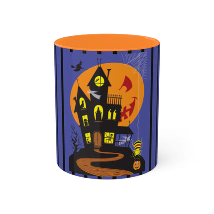 Halloween Night at the Haunted House Colorful Mugs, 11oz