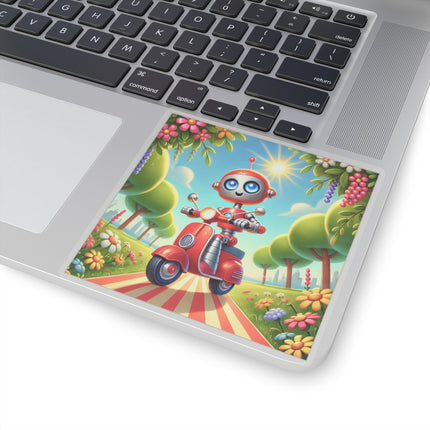 🤖🌿 The Traveling Robot Kiss-Cut Sticker – Adventure, Curiosity & Playful Discovery