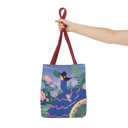 🌸💙 The Lady Of The Blue Garden Promenade Tote Bag – Art Deco Floral Fashion