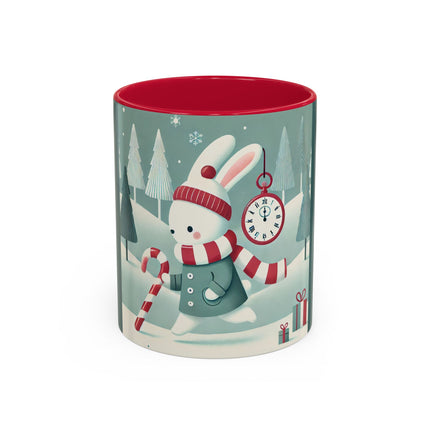Candy Cane Timekeeper Bunny Colorful Mugs (11oz, 15oz)