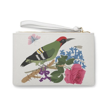 Woodpecker & Rose Clutch Bag – Charming Beauty & Refined Simplicity