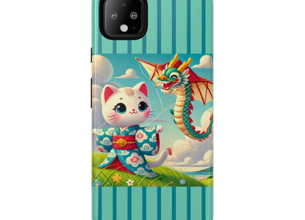 Geisha Kitten and the Dragon Kite Phone Cases