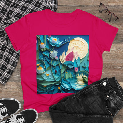 Ethereal Moonlit Lake Women's Midweight Cotton Tee