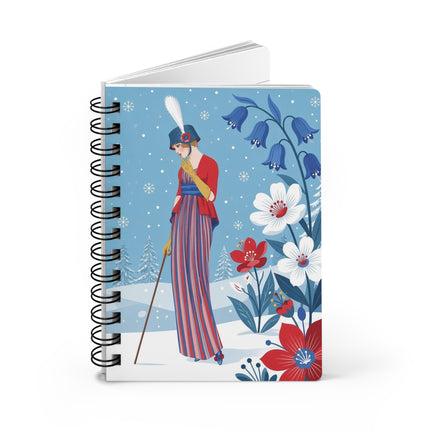 ❄️🌺 The Lady Of The Snowflower Garden Spiral Notebook – Art Deco Winter Elegance