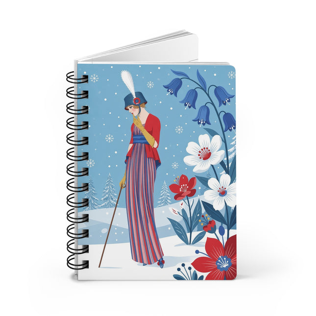 ❄️🌺 The Lady Of The Snowflower Garden Spiral Notebook – Art Deco Winter Elegance