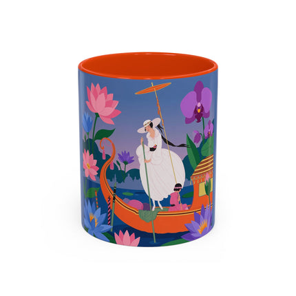 The Lady Of The Lotus Voyage Colorful Mugs – Art Deco Botanical Elegance