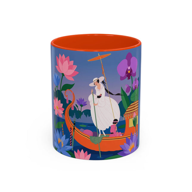 The Lady Of The Lotus Voyage Colorful Mugs – Art Deco Botanical Elegance