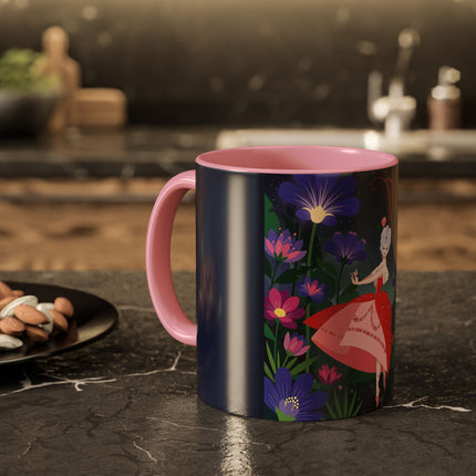 Moonlight Waltz Among The Blossoms Colorful Mugs – Art Deco Floral Enchantment