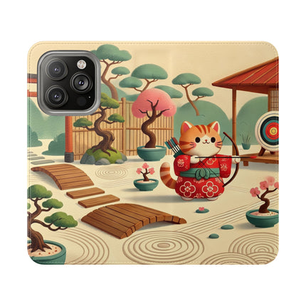 🏹🌸 Archer Kitten in the Zen Garden Flip Case – Focus, Whimsy & Zen Balance