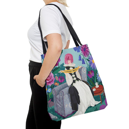 🌹🧶 The Lady Of The Golden Yarn Tote Bag – Art Deco Floral Elegance