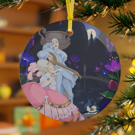 🎻🌙 The Moonlit Garden Serenade Glass Ornament – Art Deco Musical Elegance