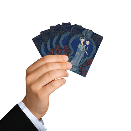 🐉🌸 The Lady Of The Midnight Dragon Playing Cards – Art Deco Garden Fantasy